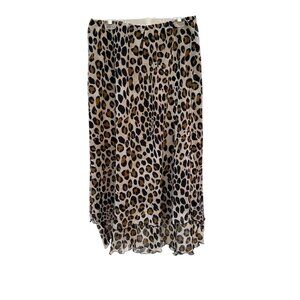 Cato Leopard Print Maxi Skirt 14 16W Long Brown Black Elastic Waist Layered
